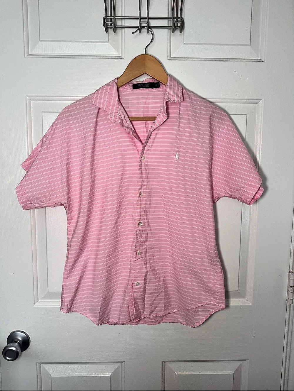 Polo Golf Ralph Lauren Women’s Size 12 Pink Striped Short Sleeve Button Down